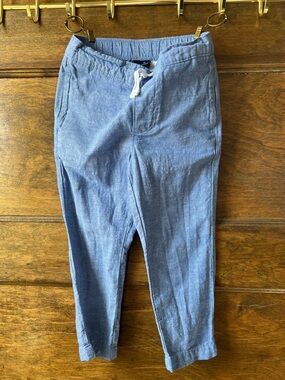 Janie and Jack | Cotton/Linen Drawstring Pants - Blue (2T)